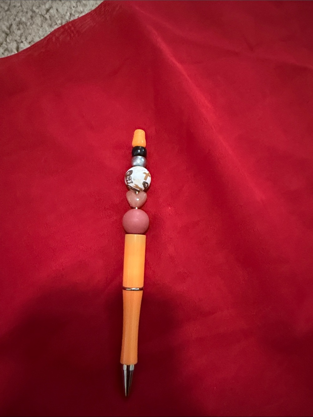 Decorative Orange Beaded Ballpoint Pen - Home Office